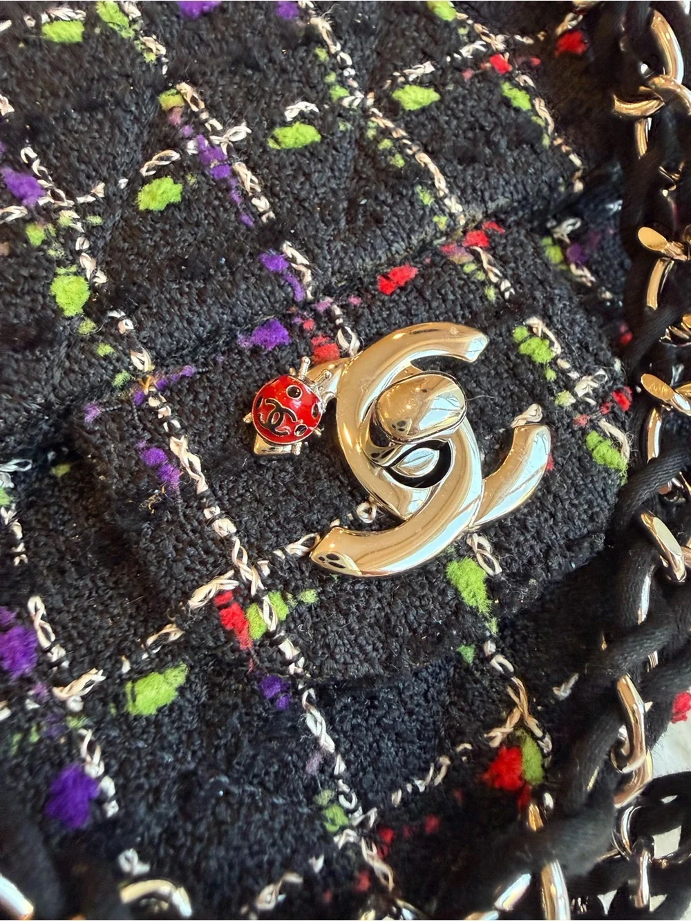 Chanel Ladybug Tweed Flap Bag - Pristine Condition, Full Set